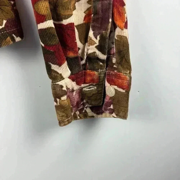 Dress Barn Sz L corduroy FallAutumn leaves color fabric zipper  jacket blouse - Picture 5 of 7